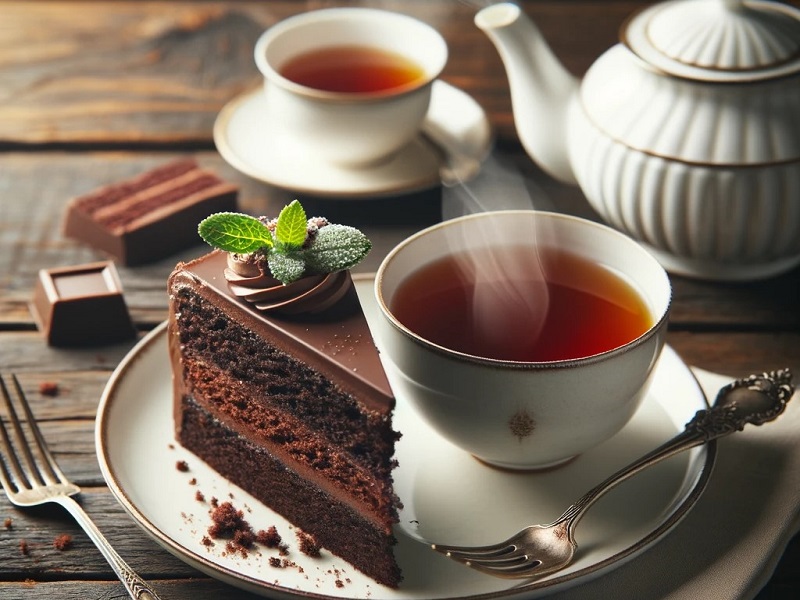 A cup of tea and a slice of cake